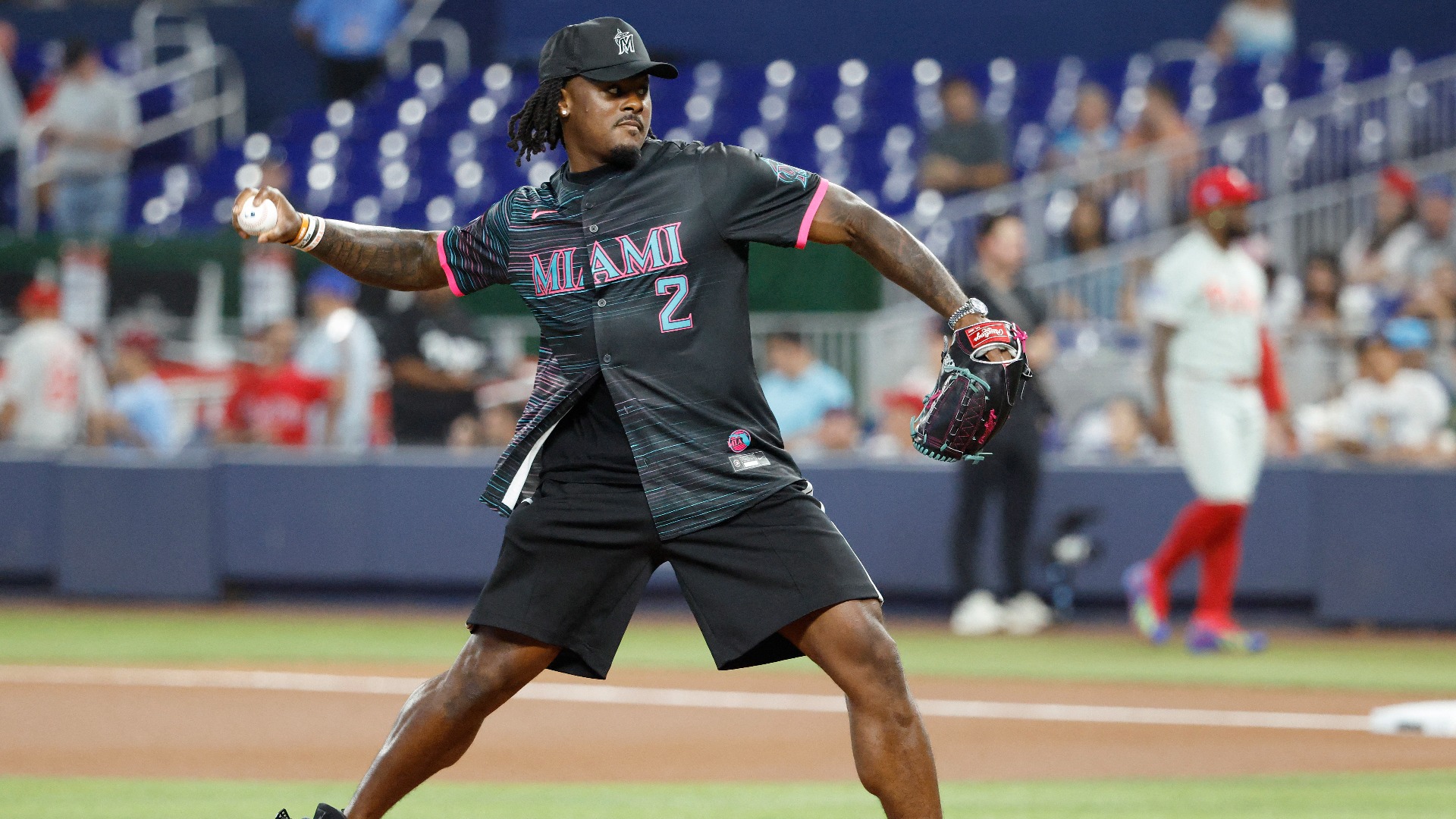 Video thumbnail for Malik Willis Makes Disastrous First Pitch for Marlins