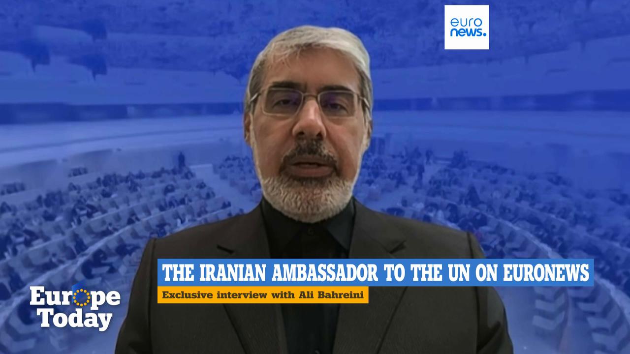 Video thumbnail for Iran’s UN ambassador denies Tehran attacked civilian sites in the Gulf region despite evidence