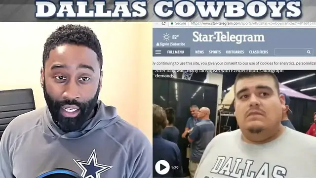 Video thumbnail for Law Nation Sports: ezekiel elliott annoys dallas cowboys fans in fort worth: autograph policy & merchandise deals
