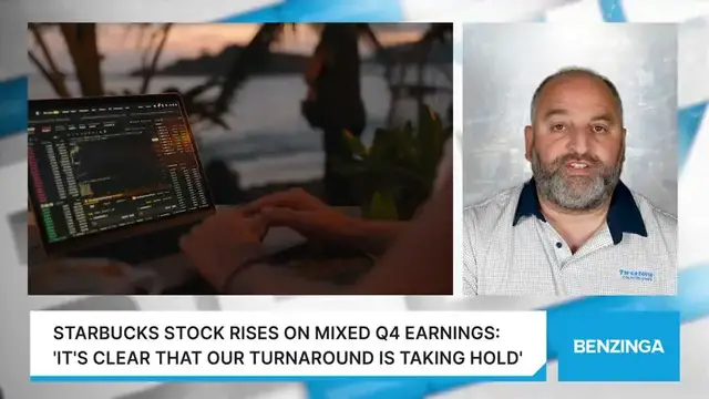 'Video thumbnail for Starbucks Stock Rises On Mixed Q4 Earnings: 'It's Clear That Our Turnaround Is Taking Hold''