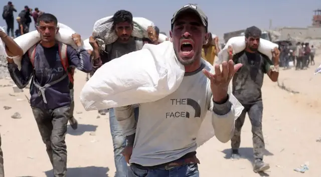 'Video thumbnail for Scavenging for scraps: Palestinians risk gunfire to feed starving children'