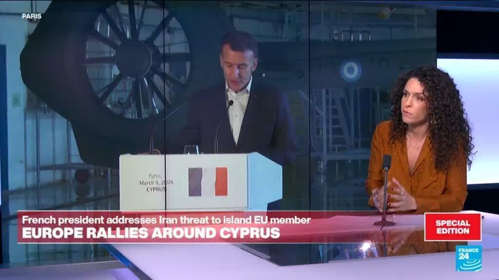 Video thumbnail for 'This is all about defence': Macron addresses European security in Cyprus