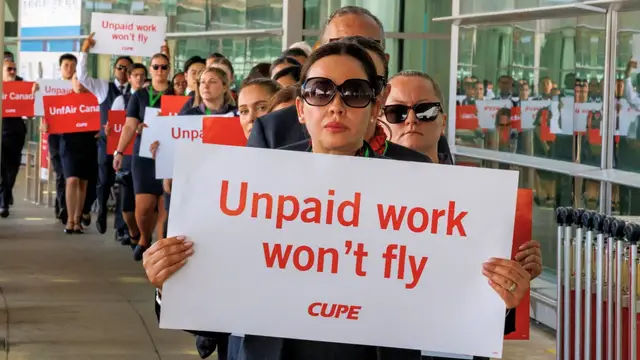 'Video thumbnail for Air Canada strike grounds flights, government imposes binding arbitration to end dispute'