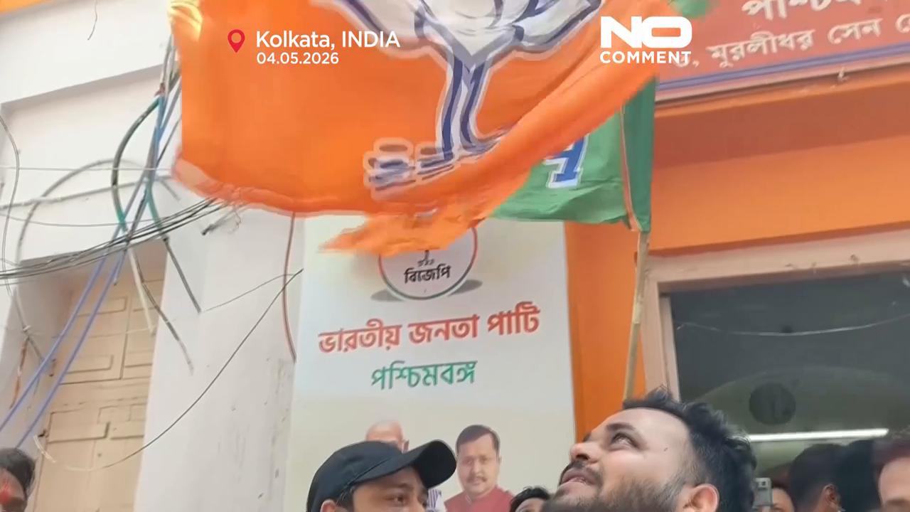 Video thumbnail for Celebrations as Modi’s ruling party poised to take control of India's West Bengal state