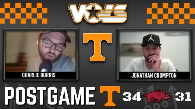 'Video thumbnail for a to z sports - tennessee volunteers: postgame reaction: vols defeat arkansas 34-31'