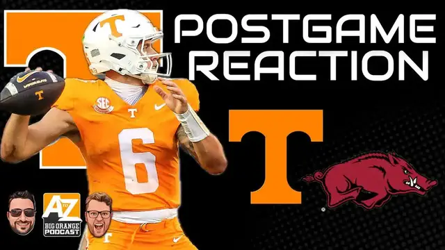 'Video thumbnail for a to z sports - tennessee volunteers: postgame reaction: vols defeat arkansas 34-31'
