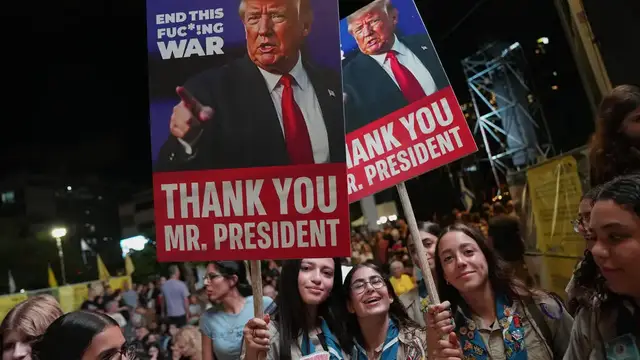 'Video thumbnail for Donald Trump celebrated in Israel for his role in hostage release'