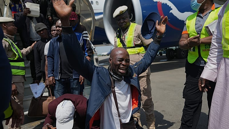 Video thumbnail for First group of Nigerians repatriated from South Africa arrive in Lagos