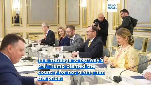 Video thumbnail for Trump tells Norway's PM he has no obligation to 'think purely of peace' after Nobel snub