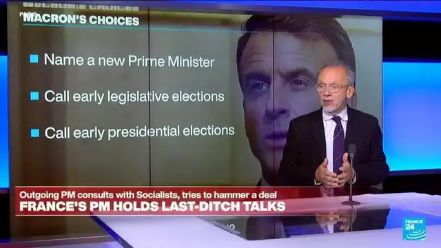 'Video thumbnail for Macron's political isolation deepens as allies abandon him while outgoing PM holds last-ditch talks'
