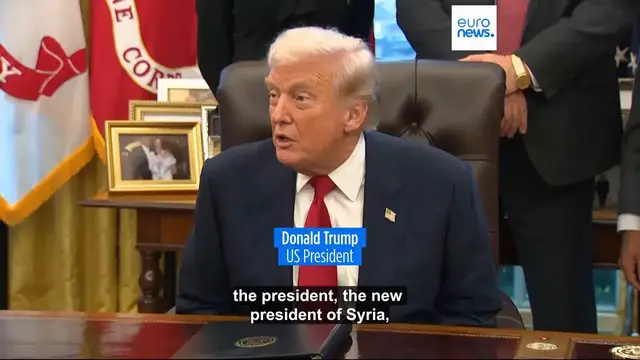 'Video thumbnail for Trump vows to support Syrian leadership after White House meeting with President al-Sharaa'