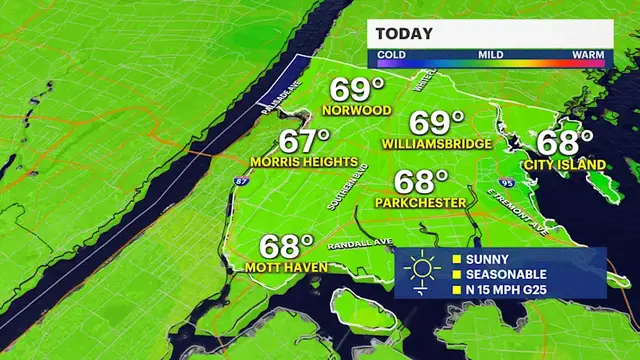 Video thumbnail for Seasonable, breezy and a dry stretch in the Bronx this week