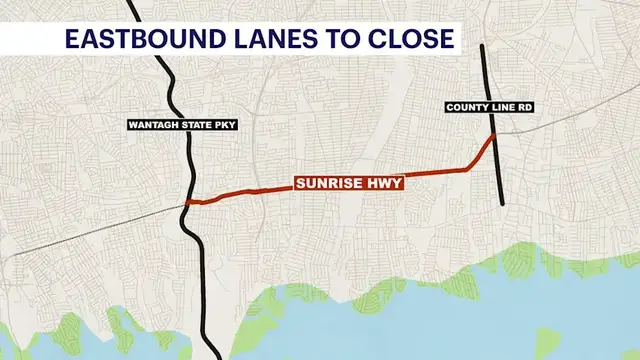 Video thumbnail for Eastbound lanes on Sunrise Highway to be closed for pavement renewal project