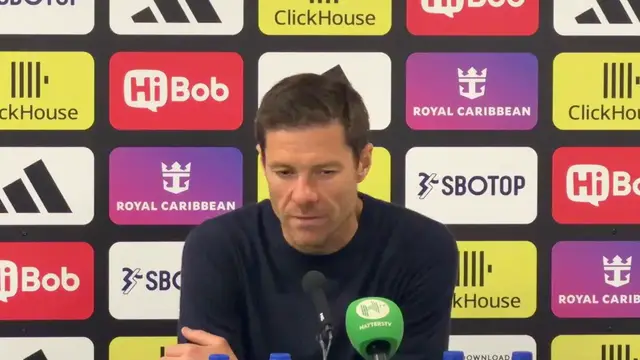 Video thumbnail for US: Xabi Alonso holds press conference after Chelsea's win over Fulham.