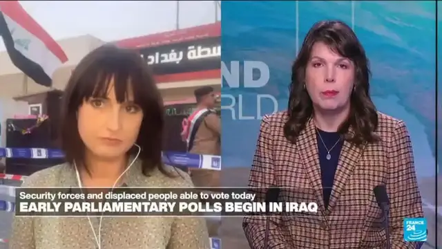 'Video thumbnail for Iraq: Early parliament polls begin with security forces and displaced people able to vote today'