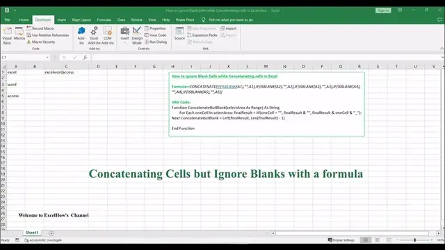 'Video thumbnail for How to ignore Blank Cells while Concatenating cells in Excel'