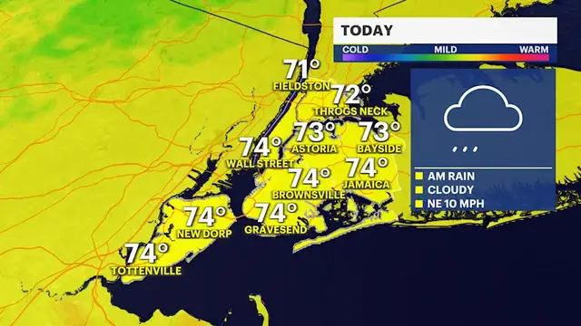 Video thumbnail for Lingering showers give way to sunshine across The Bronx this week
