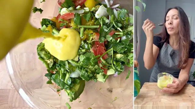 'Video thumbnail for Aderezo de mango saludable  para ensalada se lo pongo hasta a la carne'