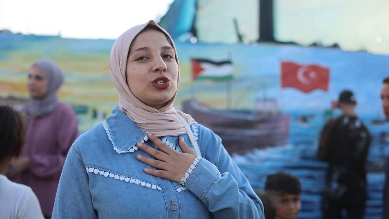 Video thumbnail for Gaza rally backs 'Global Sumud Flotilla' amid heightened tensions.