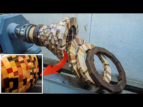 Video thumbnail for Woodturning - Segmented Chaos Vase (~1500 pieces)