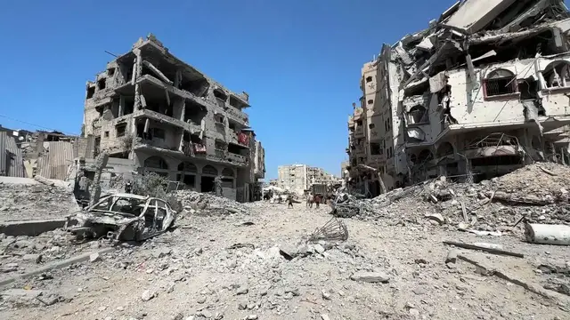 Video thumbnail for Residents Inspect Gaza Home Damage.