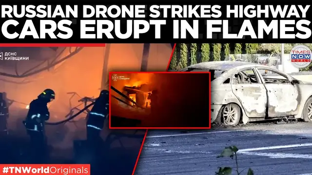 Video thumbnail for Russian Drone Strike Sets Cars Ablaze on Kyiv-Odesa Highway, Casualties Reported | Times Now World