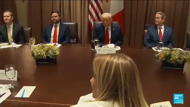 Video thumbnail for Meloni in the US: Beyond 'speculation' of an EU rift, Italy sets sights on a 'zero tariff' agreement