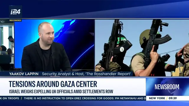 Video thumbnail for Tensions around Gaza center: Israel weighs expelling UK officials amid settlements row