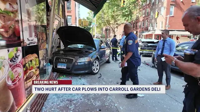 Video thumbnail for Car plows into Carroll Gardens deli, driver in custody