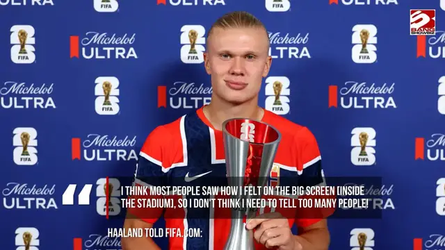 Video thumbnail for Erling Haaland feeling proud after scoring two goals in World Cup