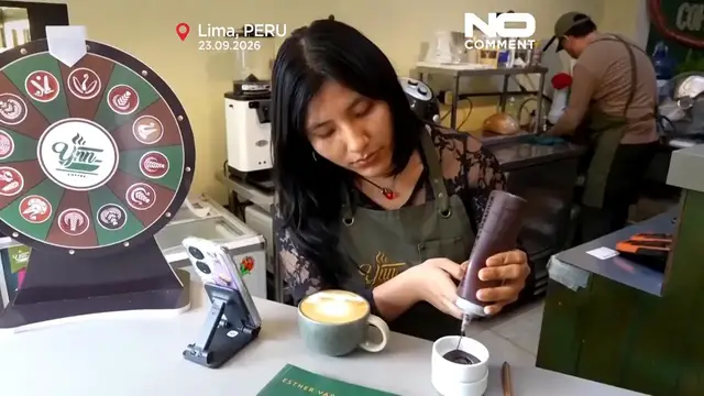 Video thumbnail for Pope Leo XIV gets the latte art treatment ahead of Latin America visit