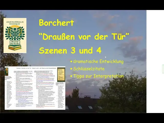 Video thumbnail for Borchert, "Draußen ..." - Szenen 3 u 4 - Inhalt, Schlüsselzitate und Tipps zur Interpretation