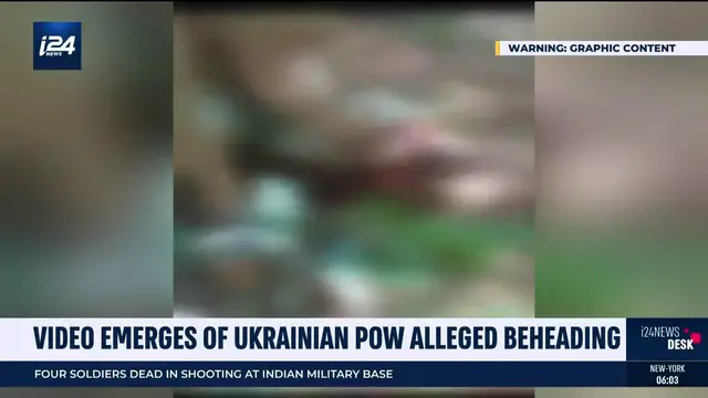 Video thumbnail for Video emerges of Ukrainian POW being decapitated