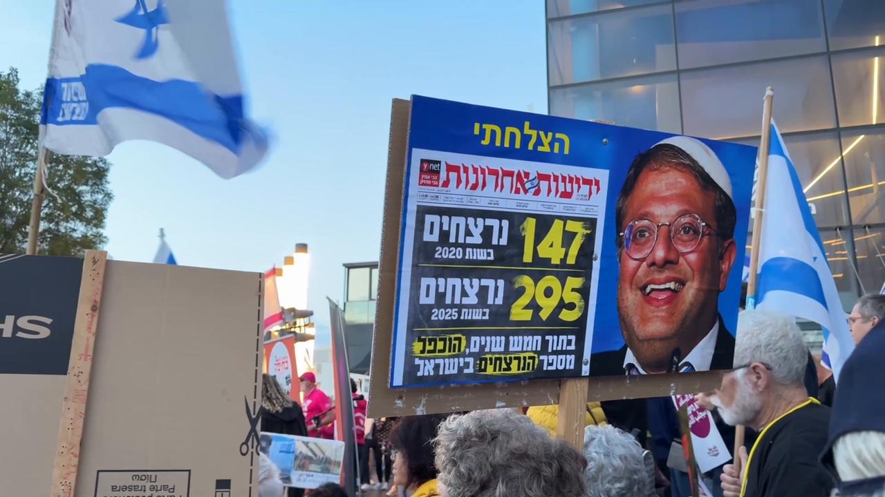 Video thumbnail for Israel: Israeli activists protest Netanyahu government in Haifa.