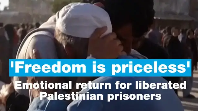 'Video thumbnail for ‘Freedom is priceless’: Emotional return for liberated Palestinian prisoners'