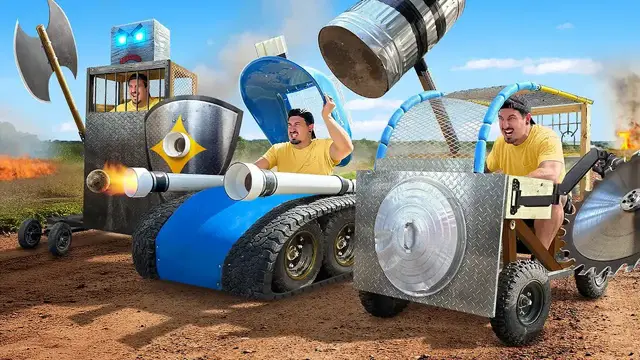 Video thumbnail for jake carlini: building battle vehicles from trash: ultimate diy robot wars!