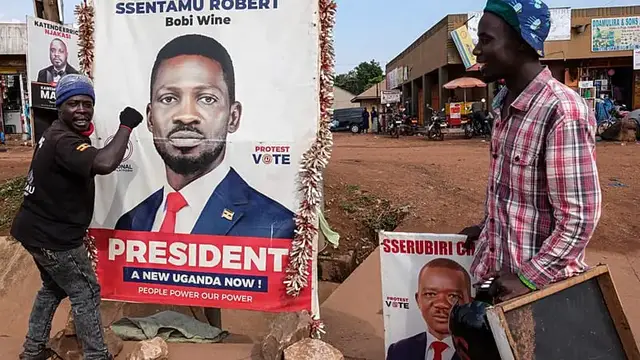 Video thumbnail for Ugandan opposition leader Bobi Wine in hiding after police raid on his home