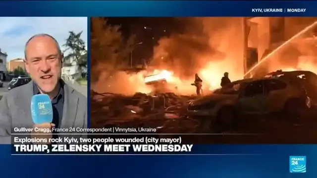 Video thumbnail for Russia strikes Kyiv as Zelensky, Trump set to meet