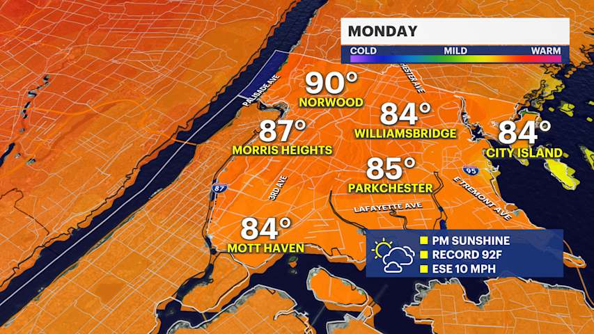 Video thumbnail for Sun and clouds, with summer-like temps for The Bronx