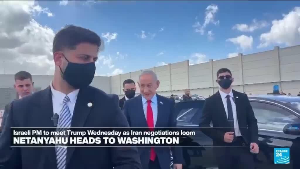 Video thumbnail for Netanyahu heads to Washington to meet Trump with Iran missiles high on agenda