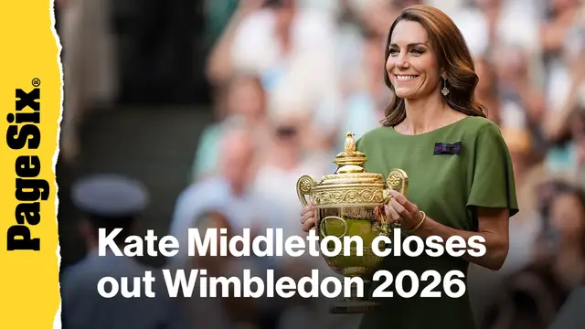 Video thumbnail for Kate Middleton closes out Wimbledon 2026 in a custom Emilia Wickstead green dress