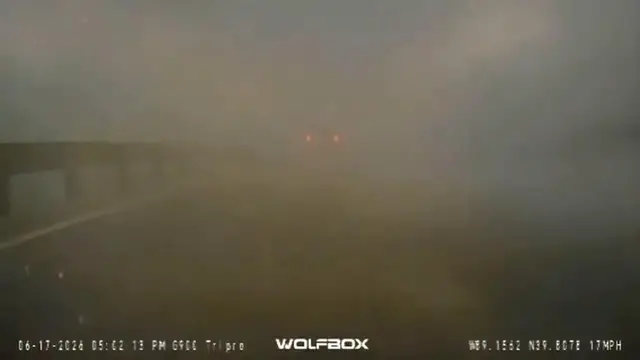 Video thumbnail for US: Cars Drive Through Powerful Hailstorm Near Sullivan, IL.