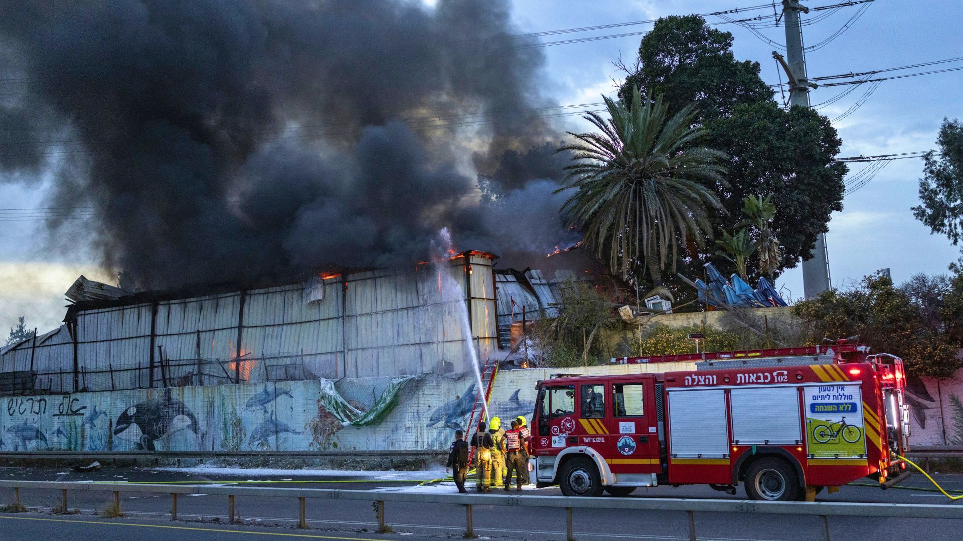 Video thumbnail for Large fires, plumes of smoke seen in Israel following latest Iranian missile strikes
