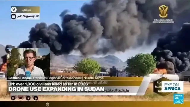Video thumbnail for Drone use expands in Sudan – and kills at least 1,000 civilians in 2026