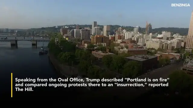 'Video thumbnail for Trump Says, 'Portland Is On Fire,' Suggests He Might Invoke 'Insurrection' Act'