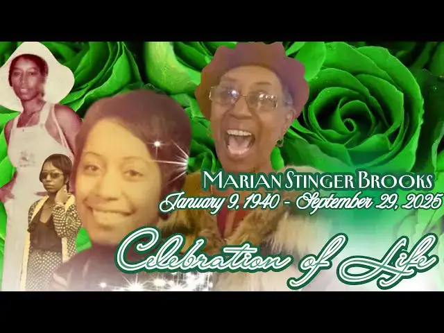 'Video thumbnail for Celebration Of Life: Marian Stinger Brooks (January 9, 1940 - September 29, 2025)'