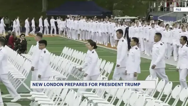 Video thumbnail for ‘Pretty hectic.’ New London prepares for President Trump’s arrival ahead of U.S. Coast Guard Academy commencement