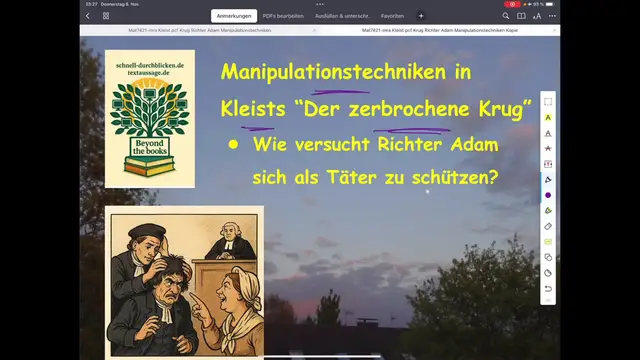 Video thumbnail for Kleist, "Krug" - Manipulationstechniken des Richters Adam - Superstatement mit Schaubild-Verankerung