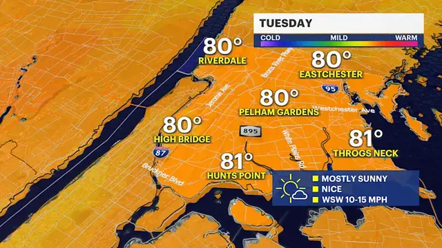 Video thumbnail for Mostly dry, sunny and warm Tuesday expected across The Bronx