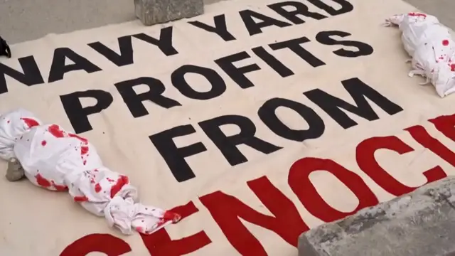 'Video thumbnail for Eight arrested in New York over protest at arms suppliers to Israel'